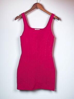 Babaton Aritzia Sculpt Knit Bustier Dress Hot Pink Bodycon S Small
